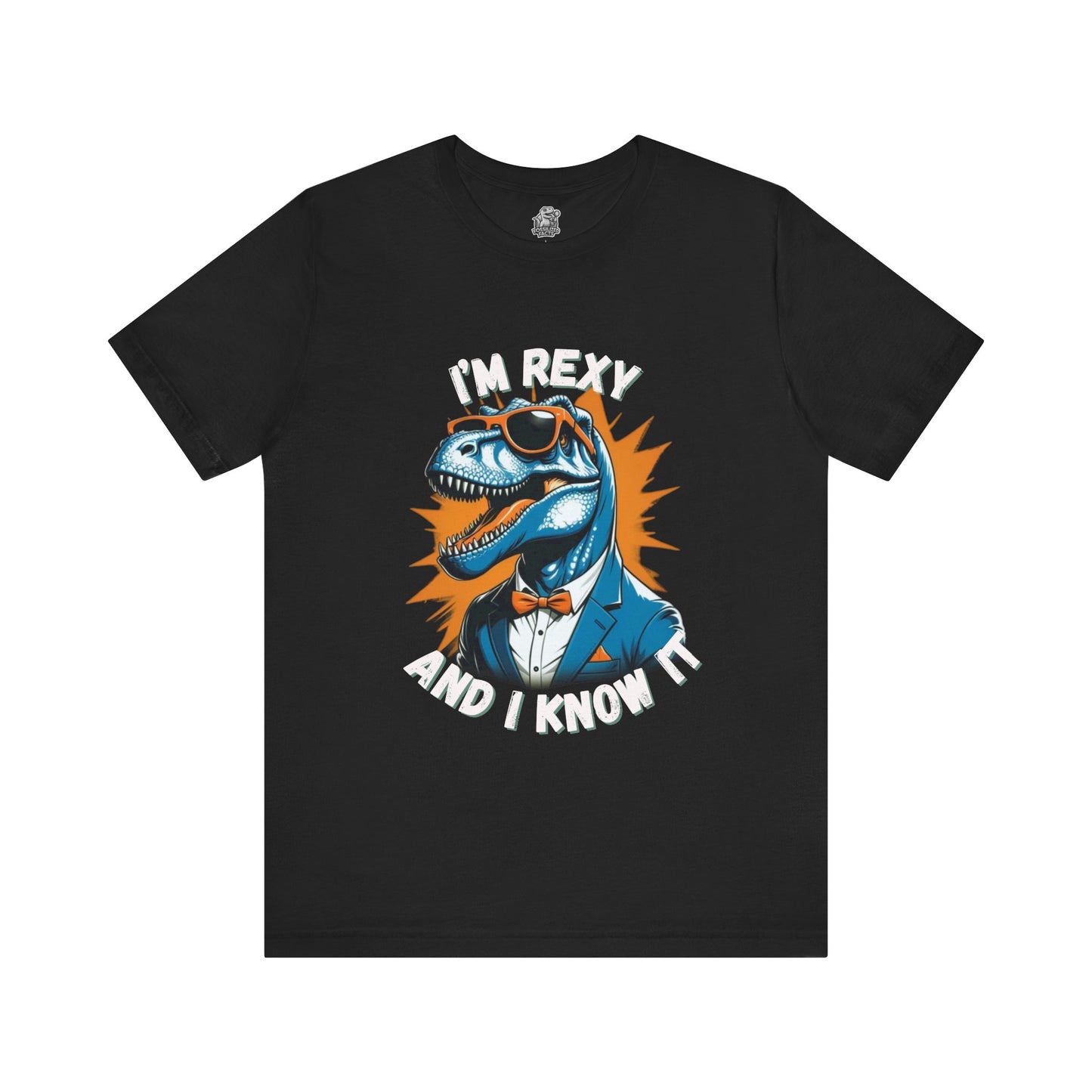 Suave Rex – I’m Rexy and I Know It Unisex T-Shirt with Stylish T-Rex in Shades & Suit