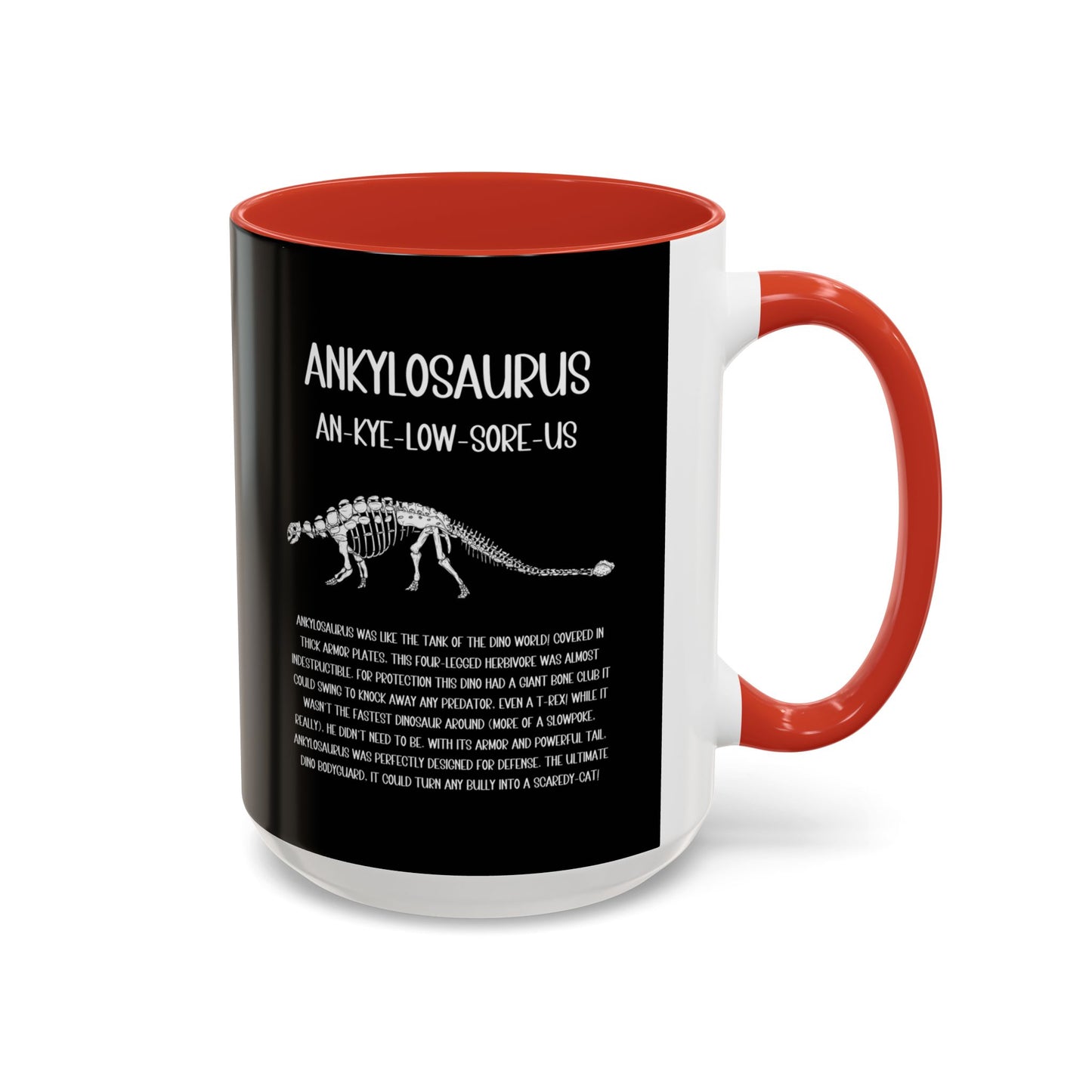 Fossil Ankylosaurus Mug with Detailed White Graphic Amazing Gift for the Dino Lovers in your life