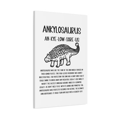 Outlined Ankylosaurus Vertical Matte Canvas White, Stretched, 1.25" Amazing Gift for the Dino Lover in your life