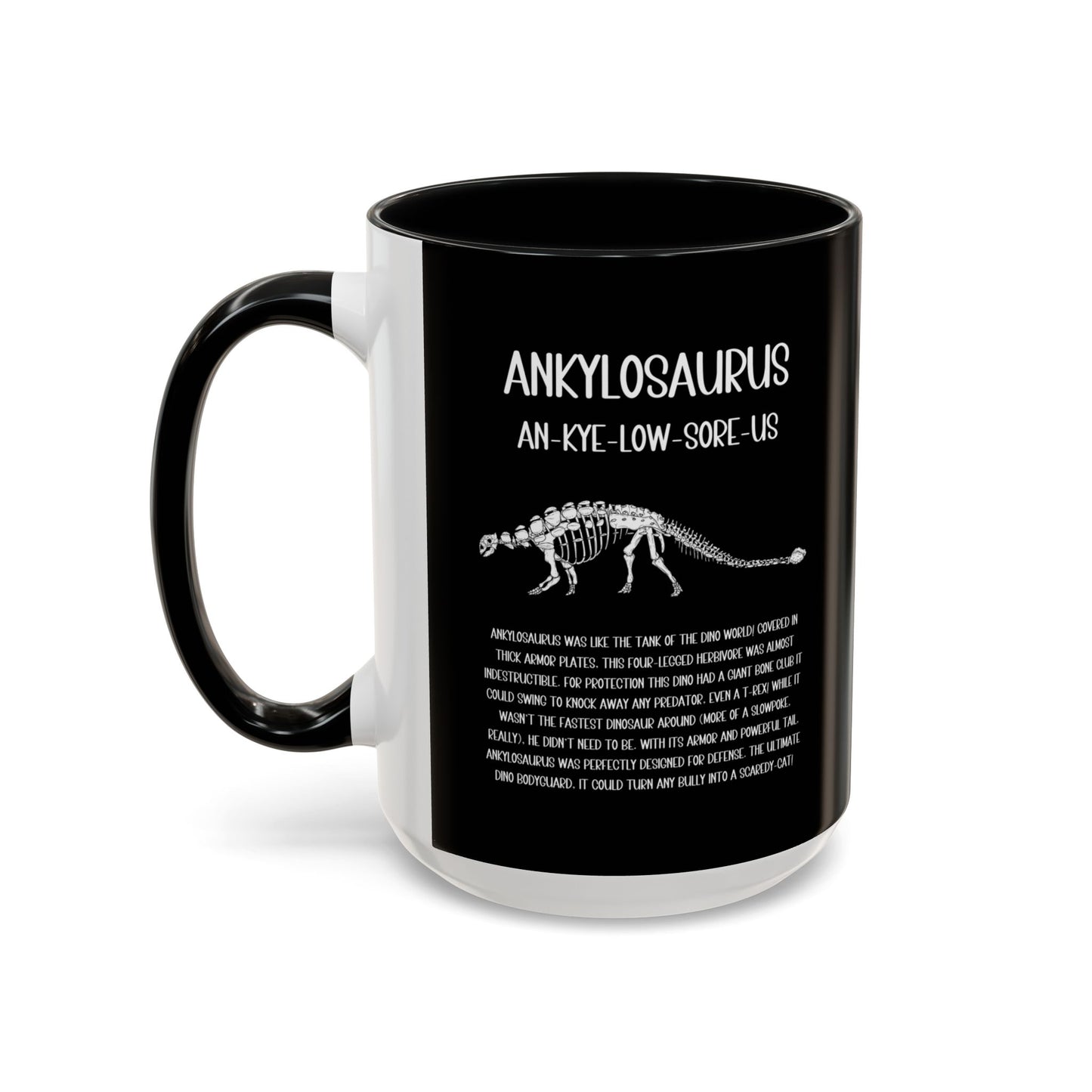 Fossil Ankylosaurus Mug with Detailed White Graphic Amazing Gift for the Dino Lovers in your life