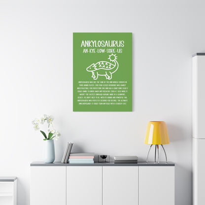 Cute Ankylosaurus Vertical Matte Canvas Green, Stretched, 1.25" Amazing Gift for the Dino Lover in your life