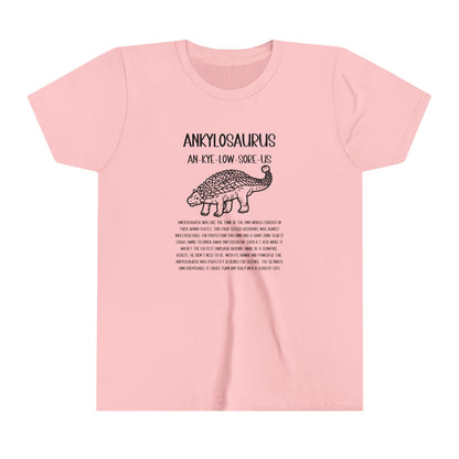 Copy of Youth Outlined Ankylosaurus T-Shirt with Black Graphics - Unisex Jersey Short Sleeve Tee Super Comfy Dino T-Shirt Gift