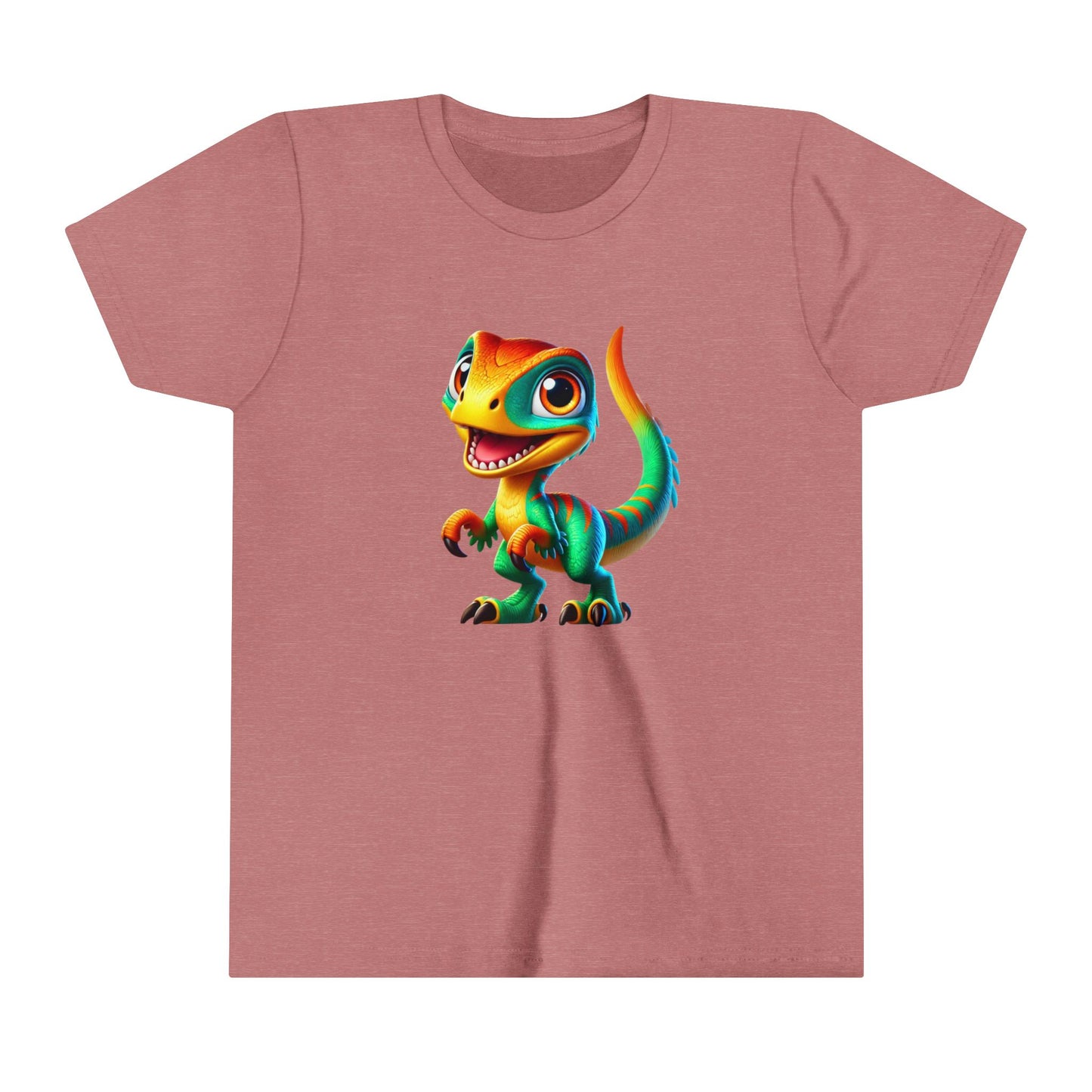 Youth Vibrant Green & Orange Velociraptor – Perfect for Dino Fans! - Unisex Jersey Short Sleeve Tee Super Comfy Dino T-Shirt Gift