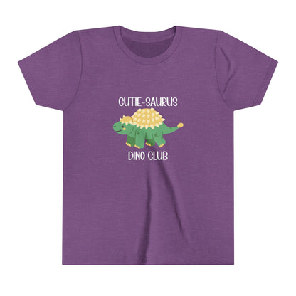 Youth Ankylosaurus Cutie Saurus Dino Club Green - White Graphic - Unisex Jersey Short Sleeve Tee Super Comfy Dino T-Shirt Gift