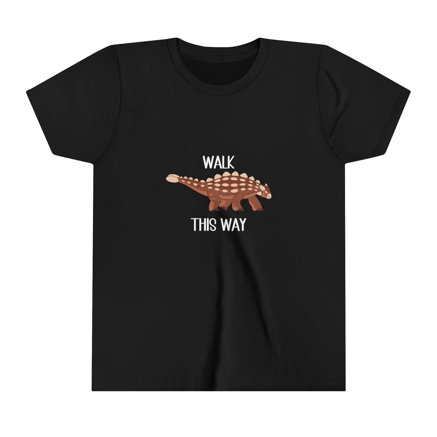 Youth Ankylosaurus Walk This Way White Graphic - Unisex Jersey Short Sleeve Tee Super Comfy Dino T-Shirt Gift