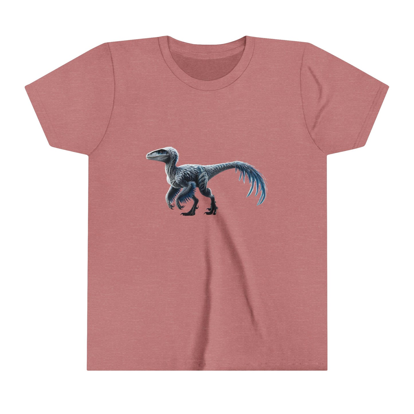 Youth Icy Blue Feathered Velociraptor Tee – Fierce Style in Cool Tones! 🦖❄️🌌 - Unisex Jersey Short Sleeve Tee Super Comfy Dino T-Shirt Gift