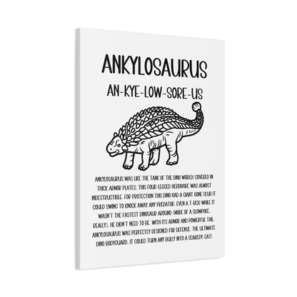 Outlined Ankylosaurus Vertical Matte Canvas White, Stretched, 1.25" Amazing Gift for the Dino Lover in your life