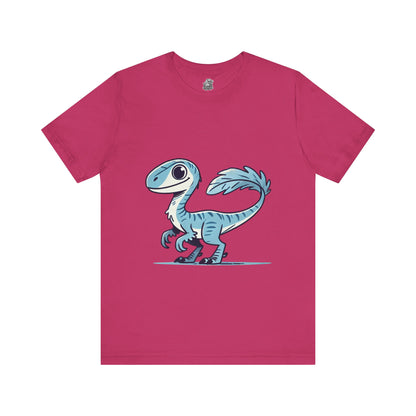 Charming Blue Velociraptor Tee – Cool Dino Style with a Playful Twist! 🦖💙❄️ - Unisex Jersey Short Sleeve Tee Super Comfy Dino T-Shirt Gift