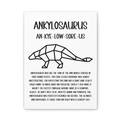 Polygon Outlined Ankylosaurus Vertical Matte Canvas White, Stretched, 1.25" Amazing Gift for the Dino Lover in your life