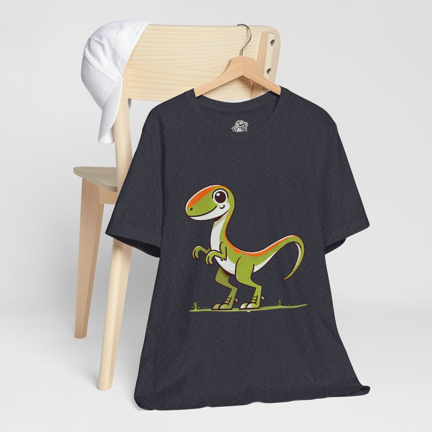 Playful Green Cartoon Velociraptor - Unisex Jersey Short Sleeve Tee Super Comfy Dino T-Shirt Gift