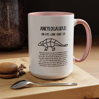 Polygon Ankylosaurus Mug with Detailed Black Graphic Amazing Gift for the Dino Lovers in your life