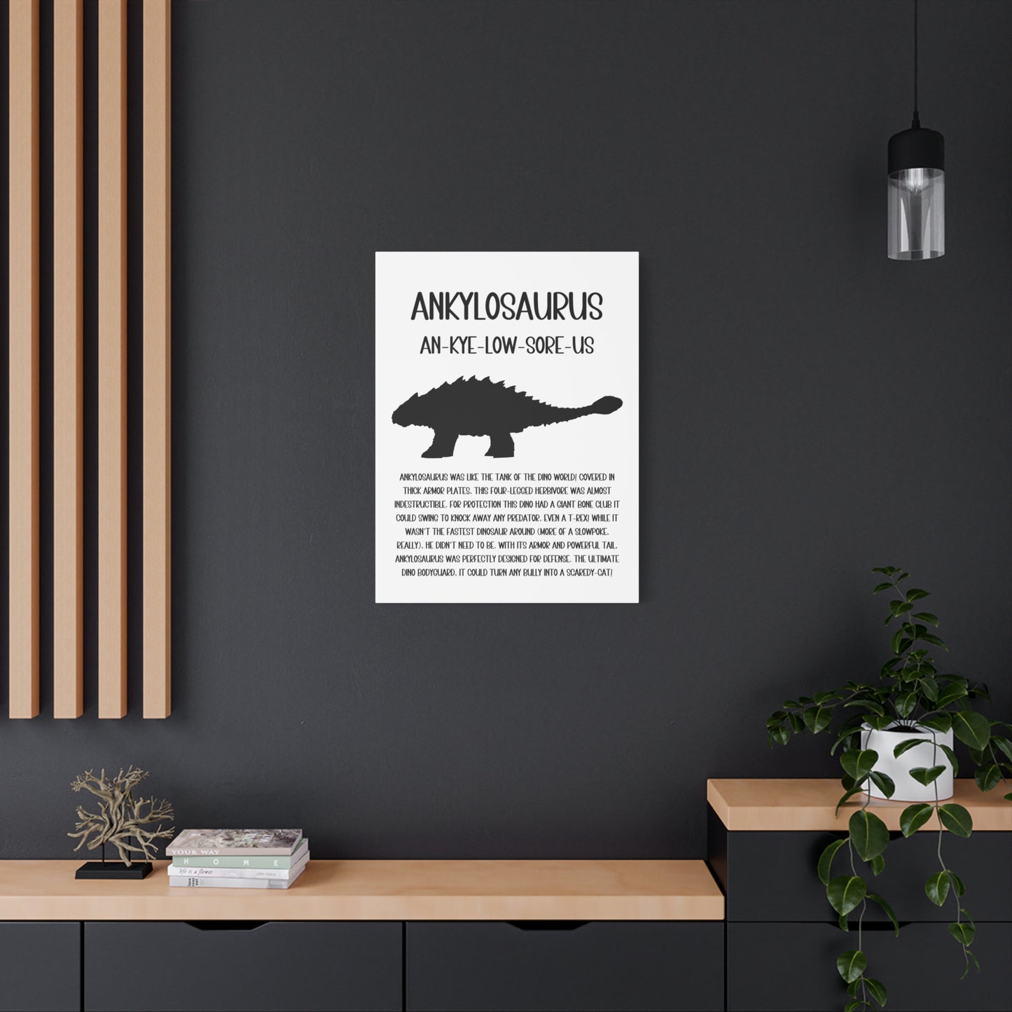 Ankylosaurus Vertical Matte Canvas White, Stretched, 1.25" Amazing Gift for the Dino Lover in your life