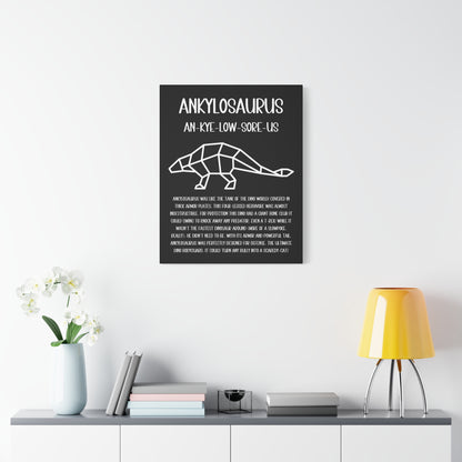 Polygon Outlined Ankylosaurus Vertical Matte Canvas Black, Stretched, 1.25" Amazing Gift for the Dino Lover in your life