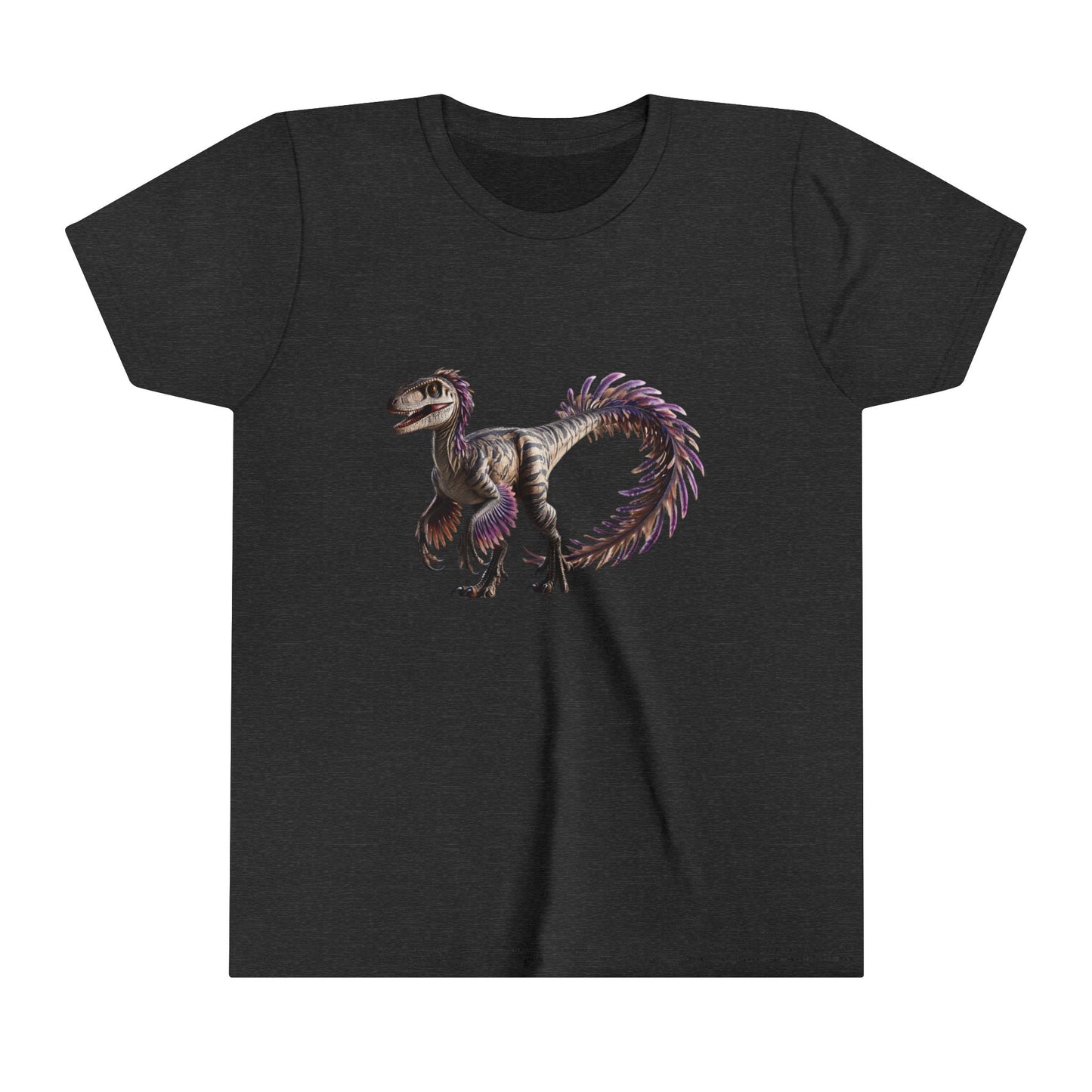 Youth Majestic Feathered Velociraptor Tee – Fierce, Fabulous, and Full of Flair! 🦖💜✨ - Unisex Jersey Short Sleeve Tee Super Comfy Dino T-Shirt Gift