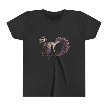 Youth Majestic Feathered Velociraptor Tee – Fierce, Fabulous, and Full of Flair! 🦖💜✨ - Unisex Jersey Short Sleeve Tee Super Comfy Dino T-Shirt Gift