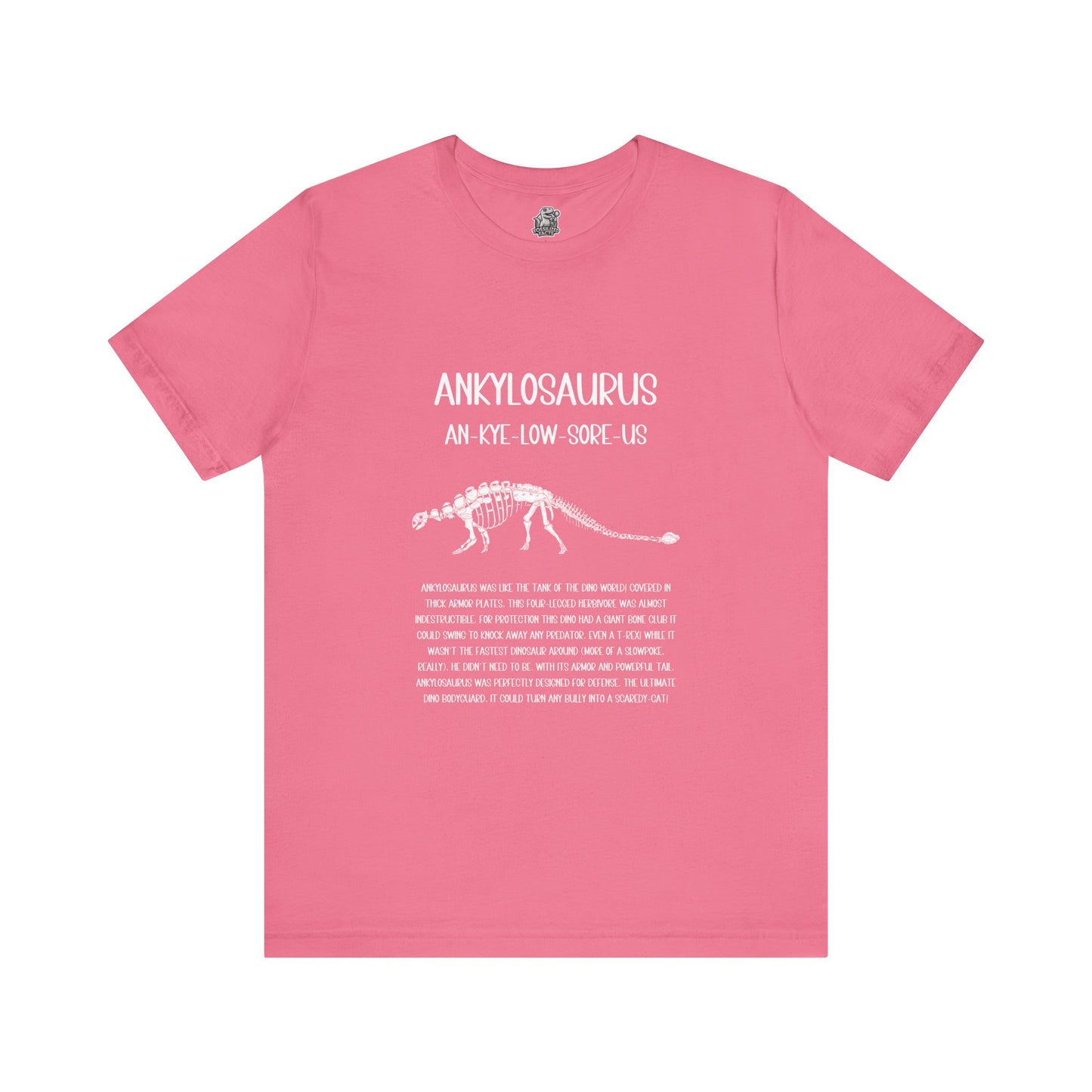 Fossil Ankylosaurus Detailed with White Graphics- Unisex Jersey Short Sleeve Tee Super Comfy Dino T-Shirt Gift