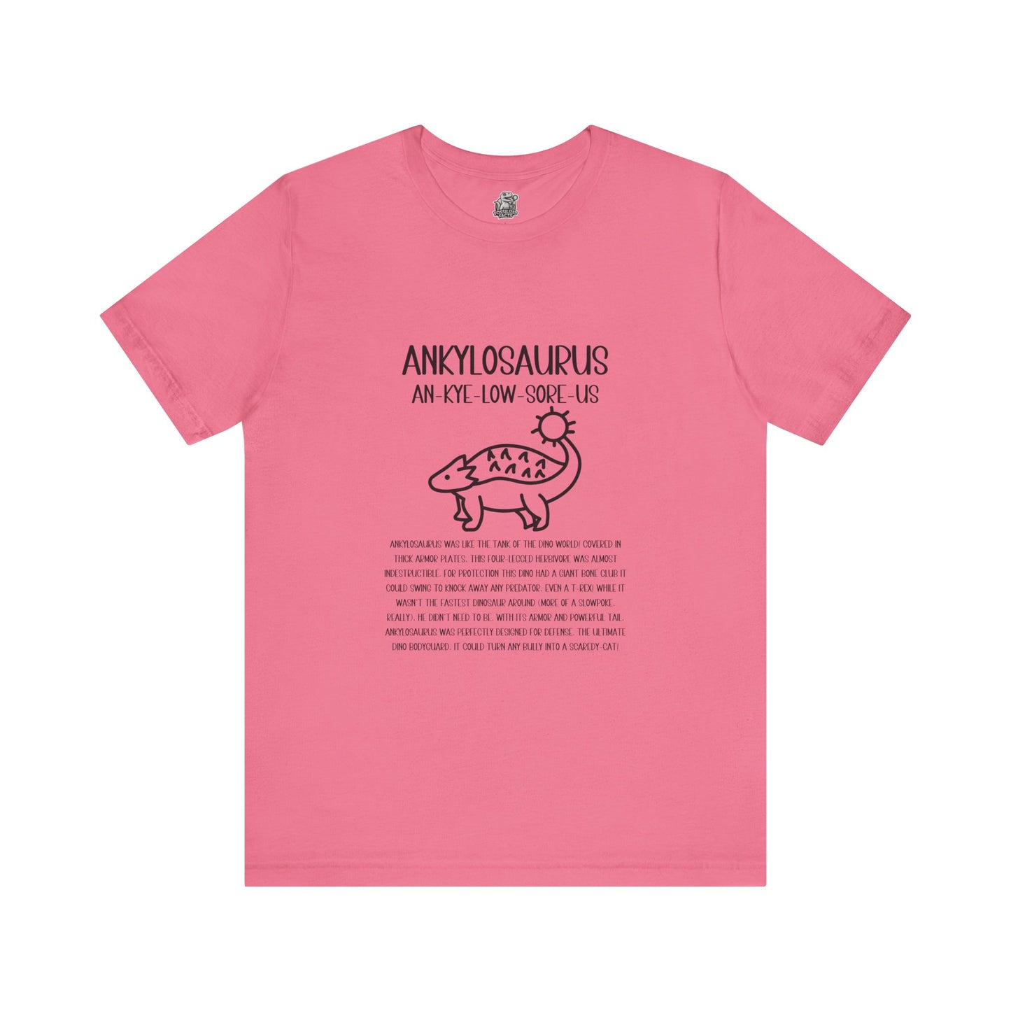 Cute Ankylosaurus Detailed with Black Graphics - Unisex Jersey Short Sleeve Tee Super Comfy Dino T-Shirt Gift