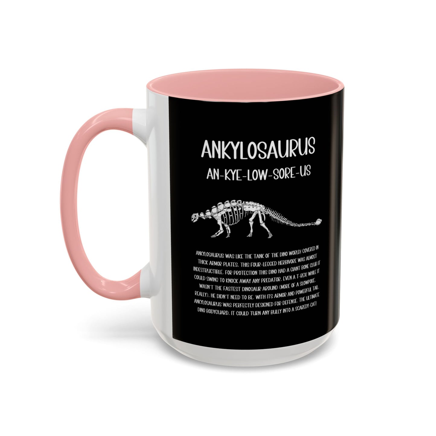 Fossil Ankylosaurus Mug with Detailed White Graphic Amazing Gift for the Dino Lovers in your life