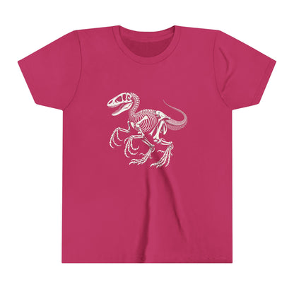 Youth Velociraptor Fossil Skeleton Tee – Bold & Authentic Prehistoric Style! 🦖🦴✨- Unisex Jersey Short Sleeve Tee Super Comfy Dino T-Shirt Gift