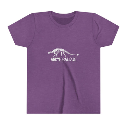 Youth Fossil Ankylosaurus T-Shirt with White Graphics - Unisex Jersey Short Sleeve Tee Super Comfy Dino T-Shirt Gift