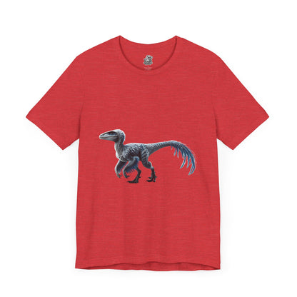 Icy Blue Feathered Velociraptor Tee – Fierce Style in Cool Tones! 🦖❄️🌌 - Unisex Jersey Short Sleeve Tee Super Comfy Dino T-Shirt Gift