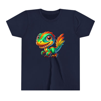 Youth Adorable Green & Orange Velociraptor for Dino-Loving Kids! - Unisex Jersey Short Sleeve Tee Super Comfy Dino T-Shirt Gift