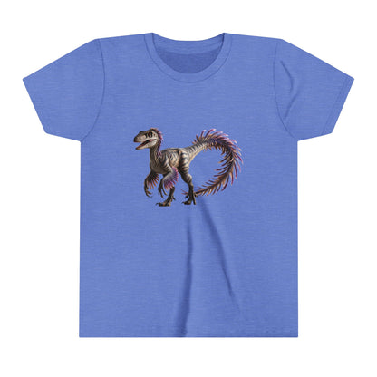 Youth Majestic Feathered Velociraptor Tee – Fierce, Fabulous, and Full of Flair! 🦖💜✨ - Unisex Jersey Short Sleeve Tee Super Comfy Dino T-Shirt Gift