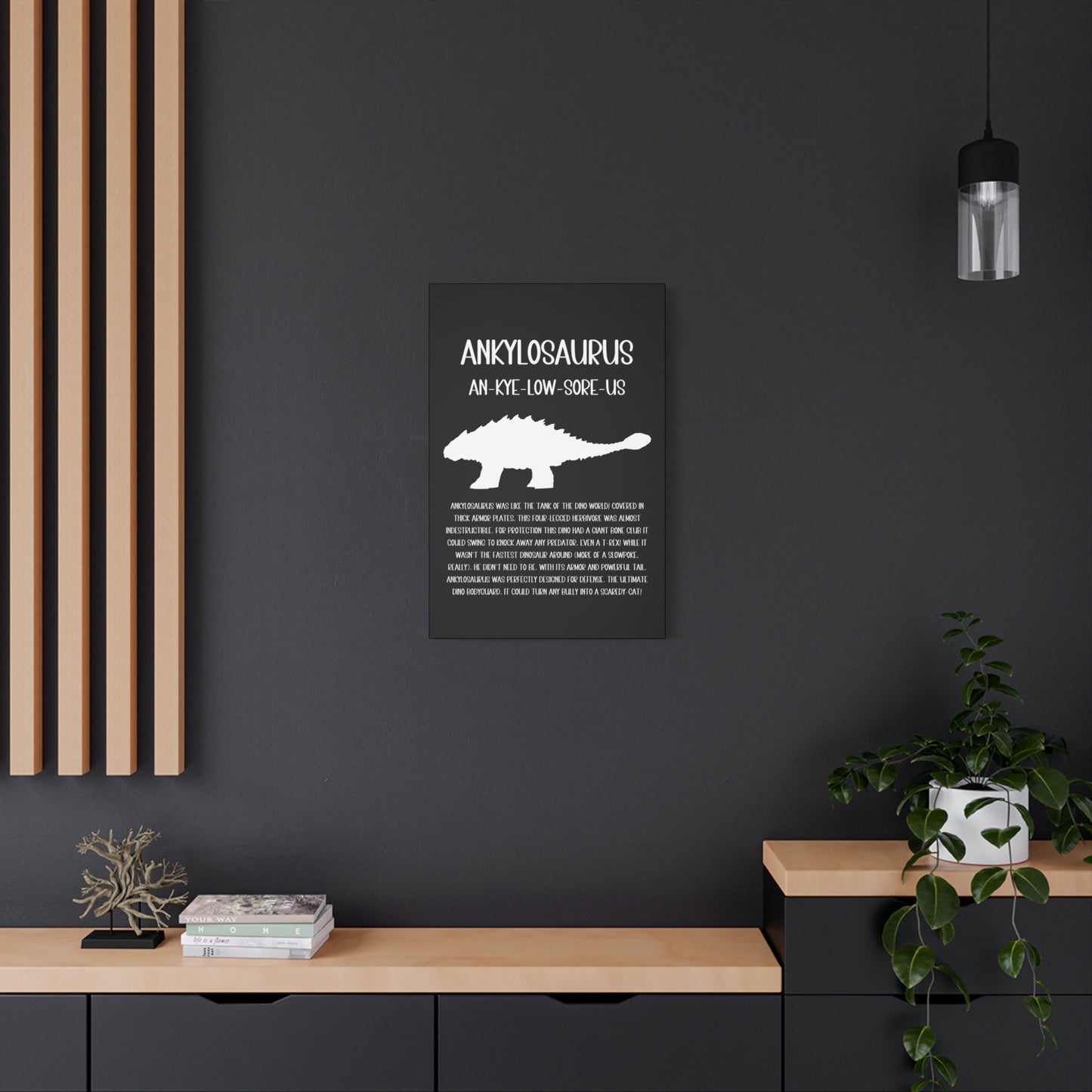 Ankylosaurus Vertical Matte Canvas Black, Stretched, 1.25" Amazing Gift for the Dino Lover in your life