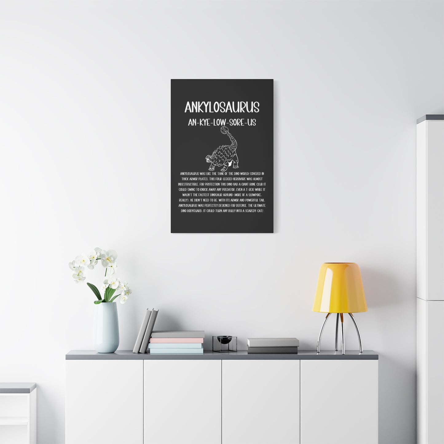 Defensive Ankylosaurus Vertical Matte Canvas Black, Stretched, 1.25" Amazing Gift for the Dino Lover in your life