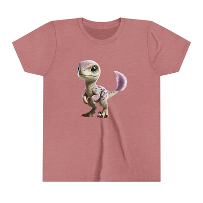 Youth Lovable Baby Velociraptor Tee – Sweet Dino Style in Soft Pastels! 🦖💜✨ - Unisex Jersey Short Sleeve Tee Super Comfy Dino T-Shirt Gift