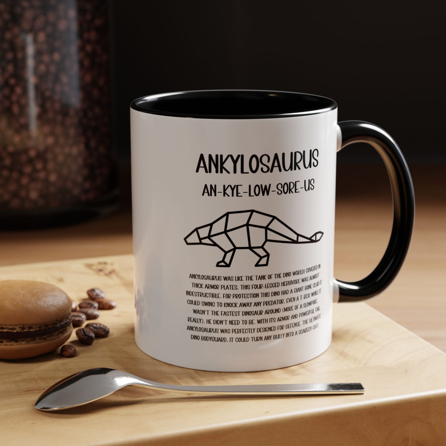 Polygon Ankylosaurus Mug with Detailed Black Graphic Amazing Gift for the Dino Lovers in your life