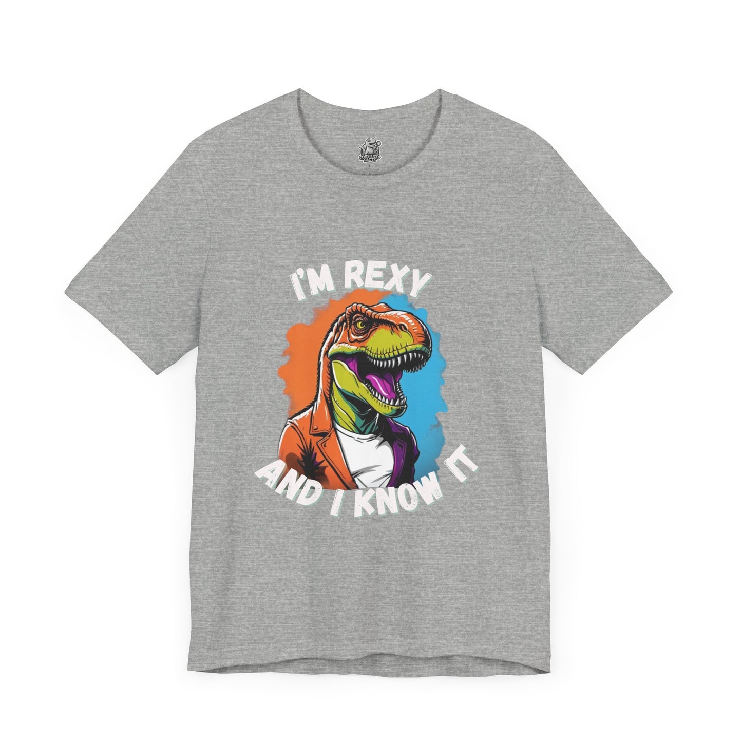 Vibrant Rex – I’m Rexy and I Know It Unisex T-Shirt with Bold Colors & T-Rex Swagger Unisex