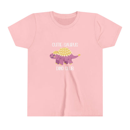 Youth Ankylosaurus Cutie Saurus Dino Club Pink - White Graphic - Unisex Jersey Short Sleeve Tee Super Comfy Dino T-Shirt Gift