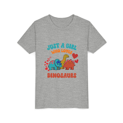 Just a Girl Who Loves Dinosaurs Youth Size T-Shirt Stem Tweens and Teens who Love Dinosaurs Tshirts