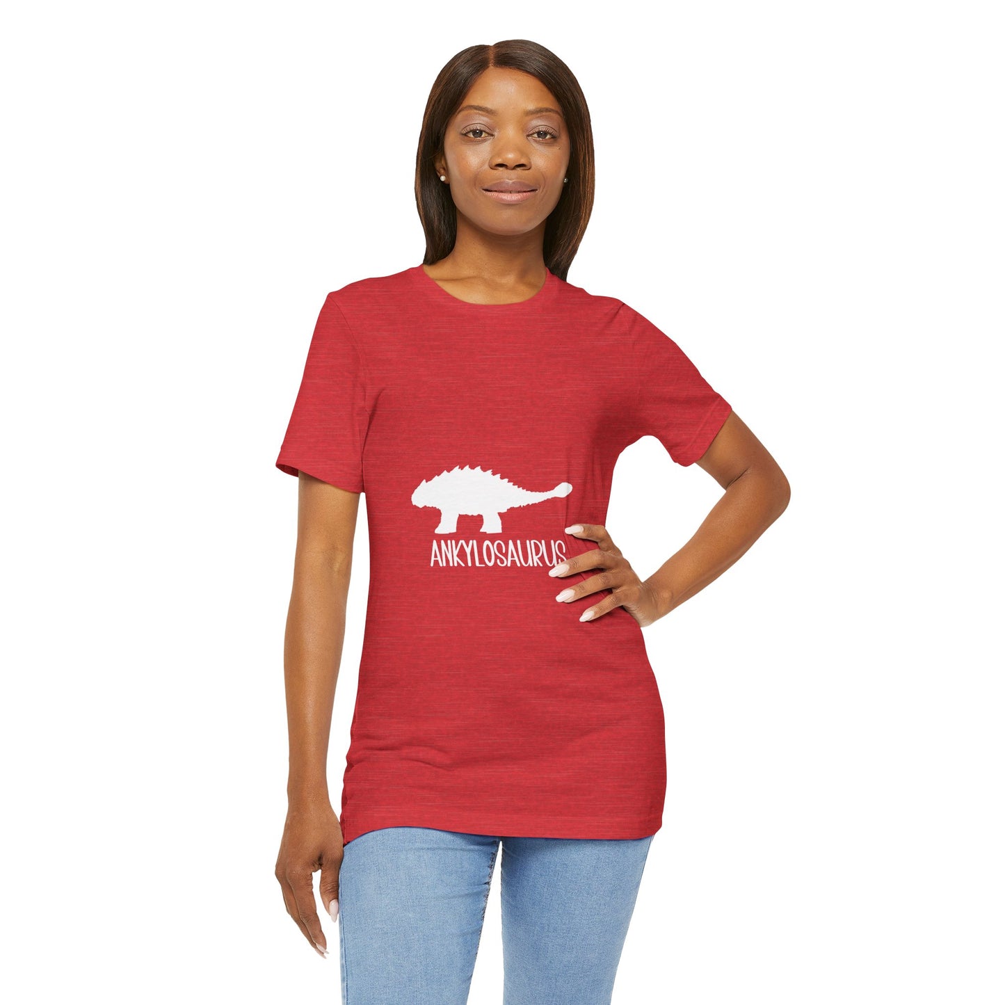 Ankylosaurus White Graphics- Unisex Jersey Short Sleeve Tee Super Comfy Dino T-Shirt Gift