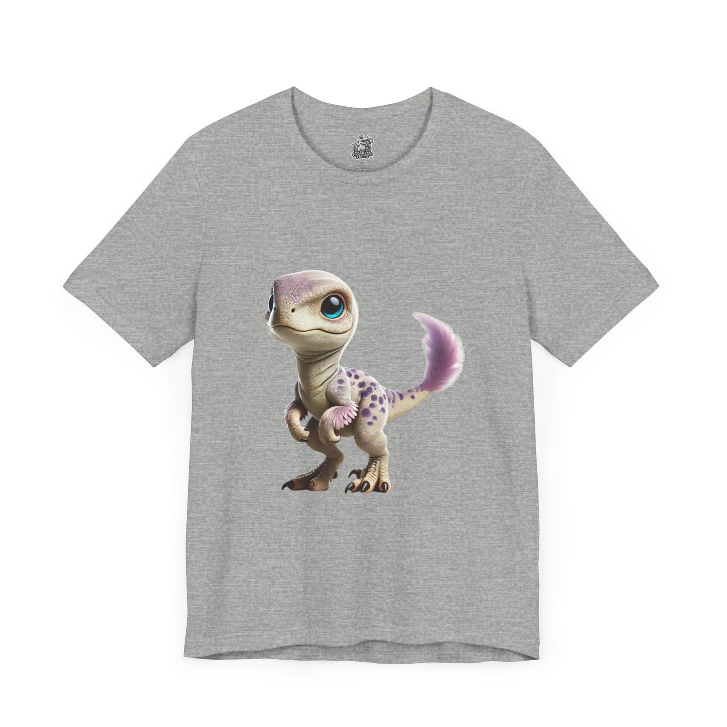 Lovable Baby Velociraptor Tee – Sweet Dino Style in Soft Pastels! 🦖💜✨ - Unisex Jersey Short Sleeve Tee Super Comfy Dino T-Shirt Gift