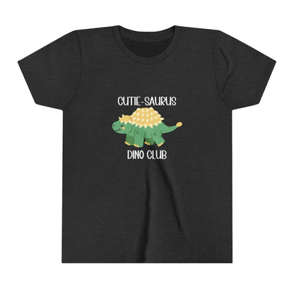 Youth Ankylosaurus Cutie Saurus Dino Club Green - White Graphic - Unisex Jersey Short Sleeve Tee Super Comfy Dino T-Shirt Gift