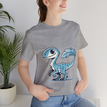 Charming Blue Velociraptor Tee – Cool Dino Style with a Playful Twist! 🦖💙❄️ - Unisex Jersey Short Sleeve Tee Super Comfy Dino T-Shirt Gift