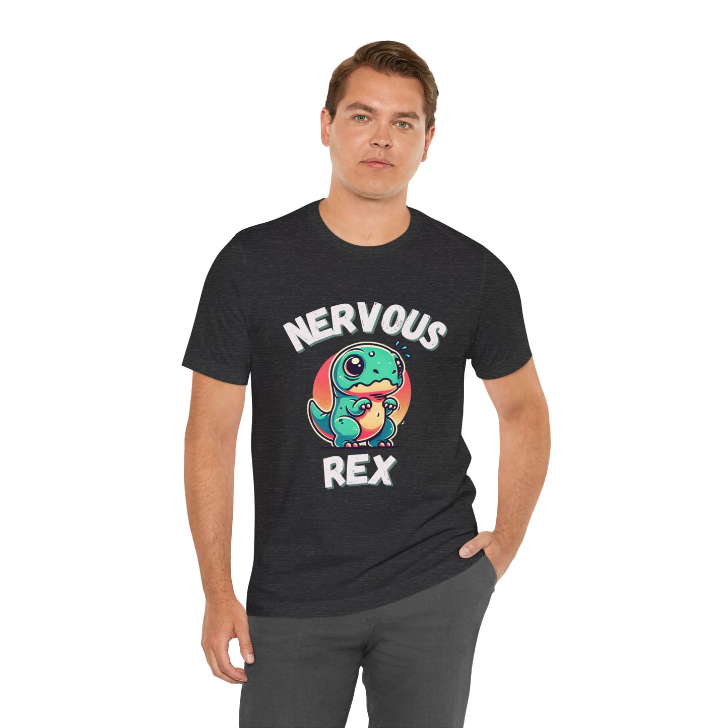 Nervous Rex Unisex T-Shirt – Cute & Funny Unisex Dinosaur Tee for All Dino Lovers