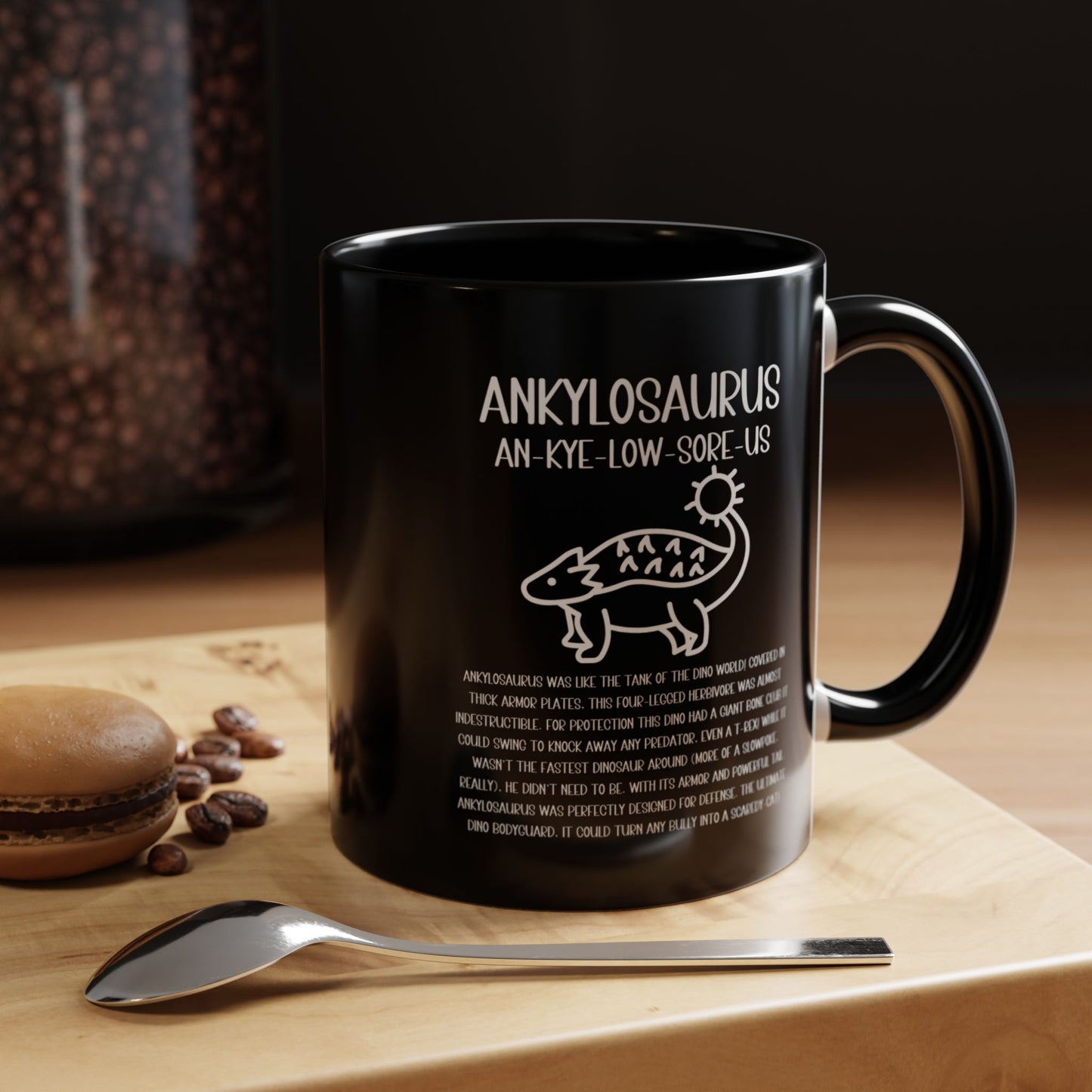 Cute Ankylosaurus Mug with Detailed White Graphic Amazing Gift for the Dino Lovers in your life