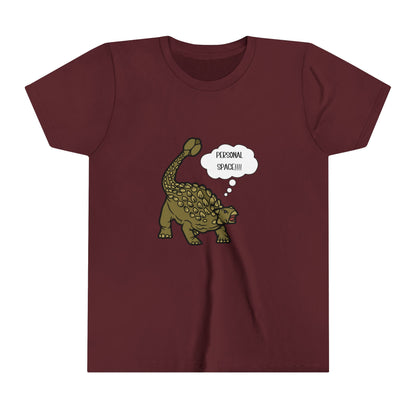 Youth Ankylosaurus Personal Space Graphic - Unisex Jersey Short Sleeve Tee Super Comfy Dino T-Shirt Gift