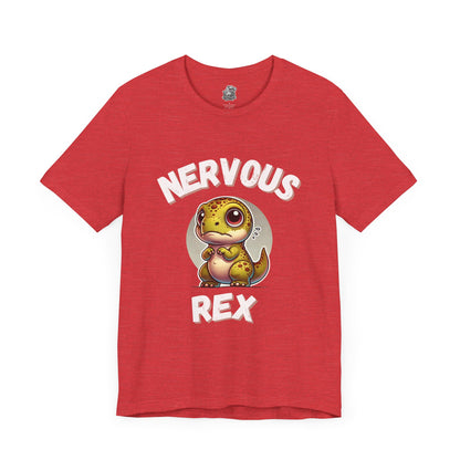 Cute Nervous Rex Unisex T-Shirt – Cute & Funny Unisex Dino Design for Everyday Fun