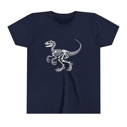 Youth Classic Velociraptor Skeleton Tee – Perfect Fossil Design for Dino Lovers! 🦖💀🦴 - Unisex Jersey Short Sleeve Tee Super Comfy Dino T-Shirt Gift