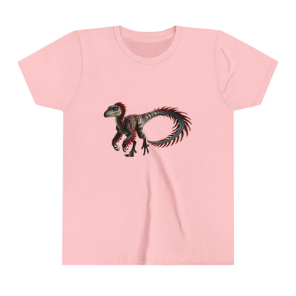 Youth Wild & Feathered Velociraptor Tee – Bold Jungle Vibes and Fierce Dino Style! 🦖🌿🔥 - Unisex Jersey Short Sleeve Tee Super Comfy Dino T-Shirt Gift