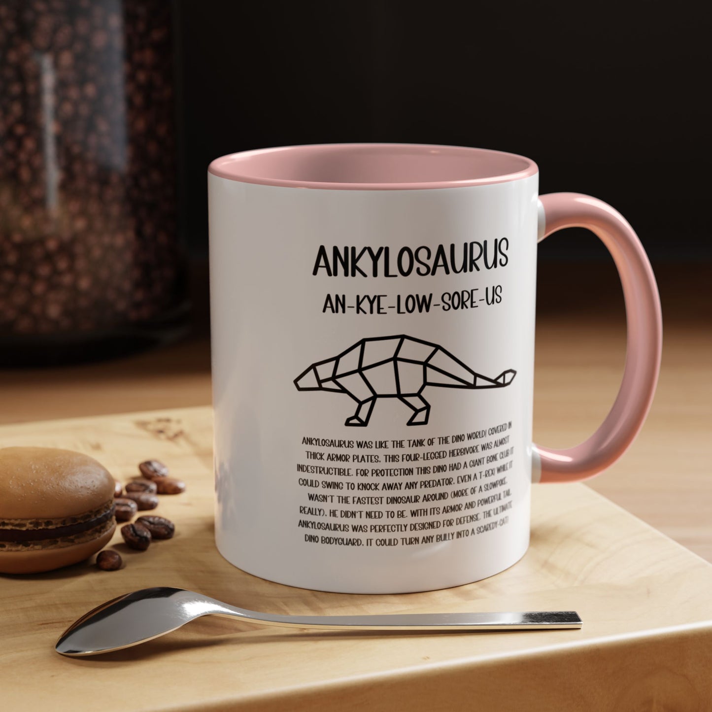 Polygon Ankylosaurus Mug with Detailed Black Graphic Amazing Gift for the Dino Lovers in your life