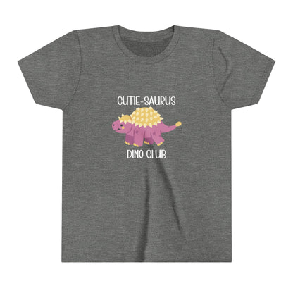 Youth Ankylosaurus Cutie Saurus Dino Club Pink - White Graphic - Unisex Jersey Short Sleeve Tee Super Comfy Dino T-Shirt Gift