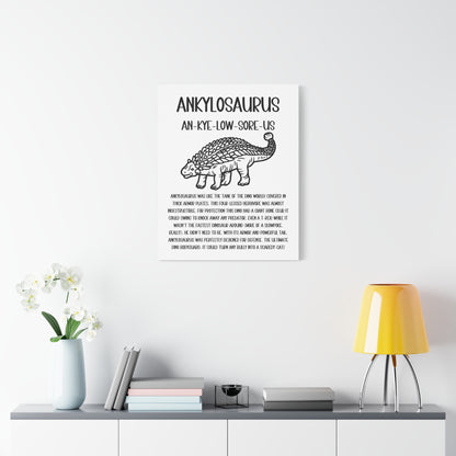 Outlined Ankylosaurus Vertical Matte Canvas White, Stretched, 1.25" Amazing Gift for the Dino Lover in your life