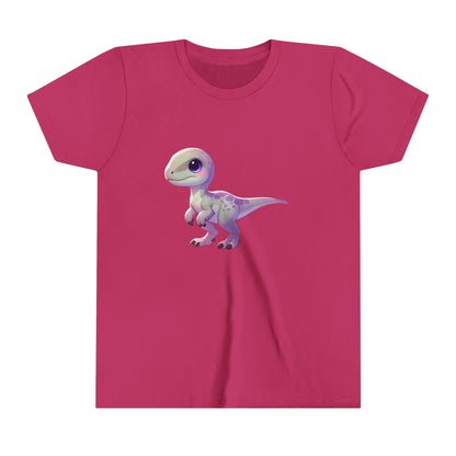 Youth Pastel Baby Velociraptor Tee – Soft & Sweet Dino Style in Lavender! 🦖💜🌸 - Unisex Jersey Short Sleeve Tee Super Comfy Dino T-Shirt Gift