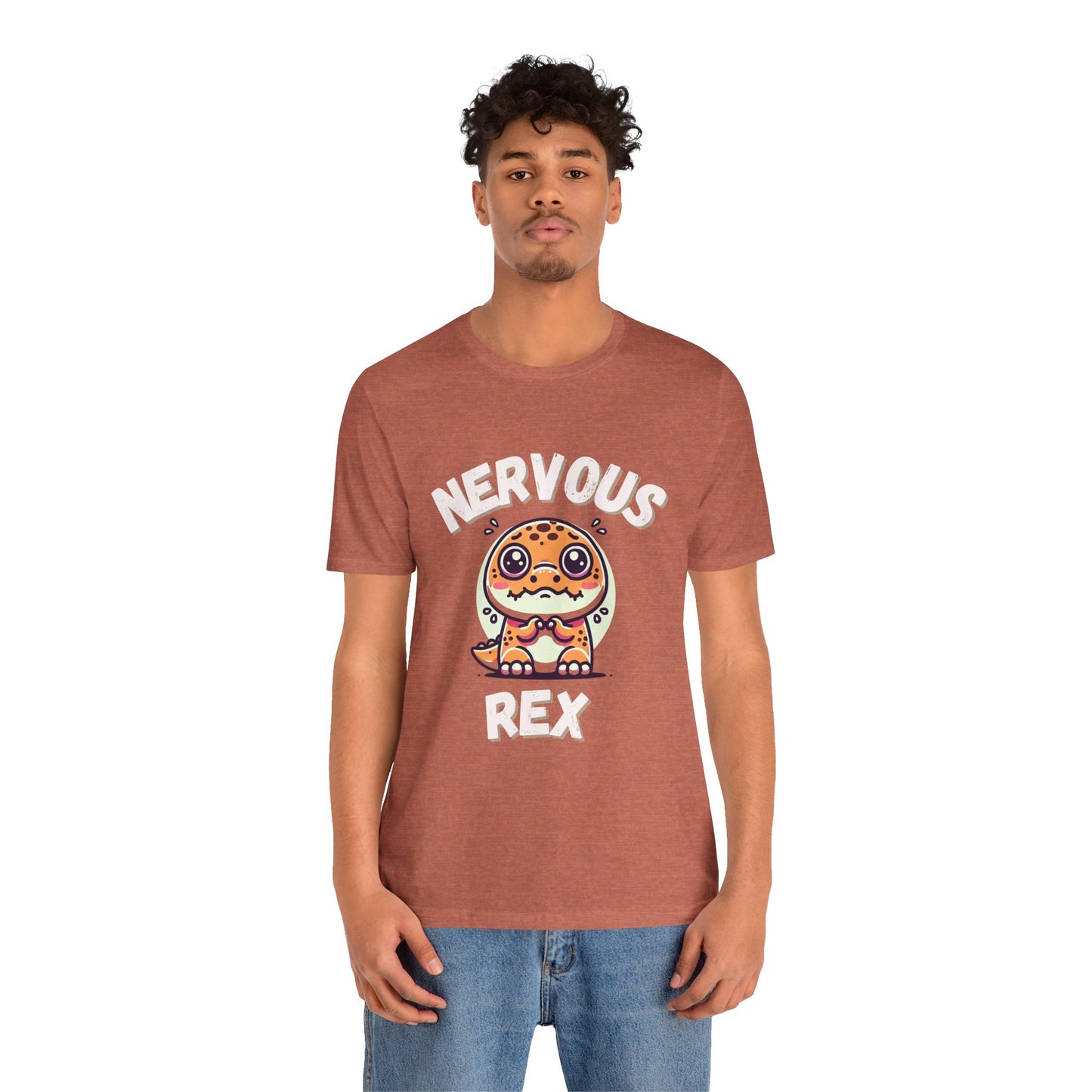 Nervous Rex Unisex T-Shirt – Adorable Unisex Dino Tee for Fun & Relatable Style