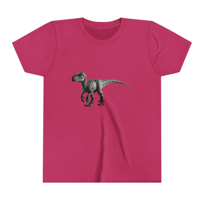 Youth Epic Velociraptor Tee – Unleash the Dino in You! 🦖🍃🧡 - Unisex Jersey Short Sleeve Tee Super Comfy Dino T-Shirt Gift